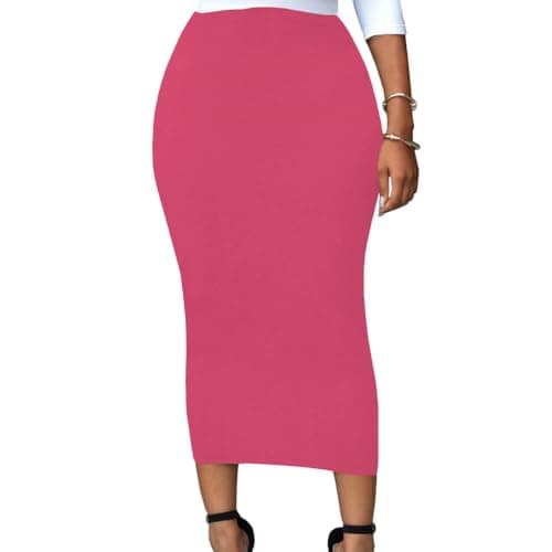 Lrady Women's High Waist Slim Maxi Pencil Skirts for Night Out Party — Rose