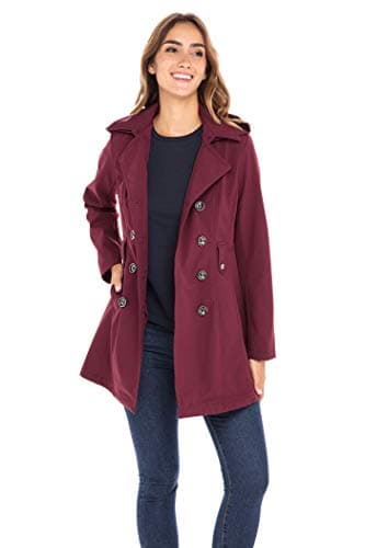 Sebby Collection Women's Soft Shell Trench Coat with Hood