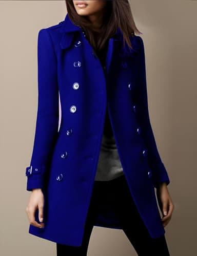 Women's Double Breasted Wool Pea Coat for Fall/Winter Fashion