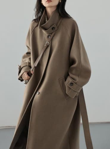 Chouyatou Women's Winter Hidden Single-breasted Wool Overcoat