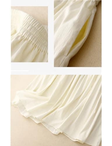 Linen Skirts for Women Elastic High Waisted Vintage Summer Midi Skirts
