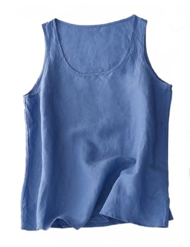 Linen Tank Tops for Women — Blue