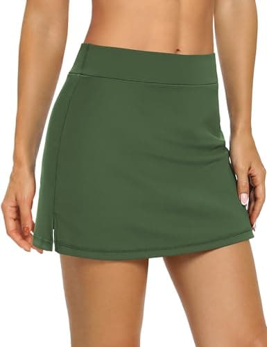 LouKeith Women's Golf Skirts Mini Skorts Summer Workout Shorts with Pockets — Dark Green
