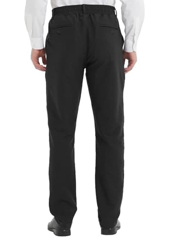 Mens Elastic Waist Pants for Seniors with Zipper Fly