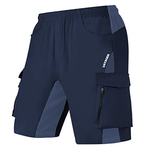 VAYAGER Men's Lightweight Casual Hiking Cargo Shorts Multi Pocket Outdoor Travel Shorts — Navy