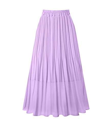 Chic Women's Chiffon Pleated A-Line Midi Skirt — Lavender