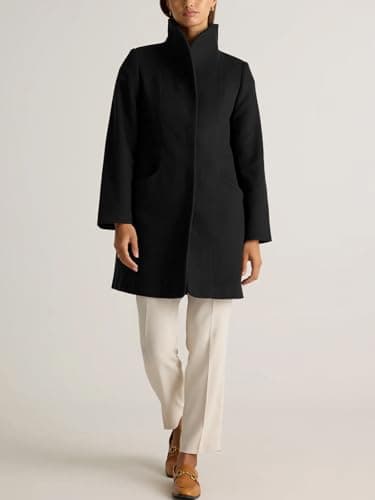 IDEALSANXUN Women's Trendy Wool Shawl Collar Pea Coat Outerwear