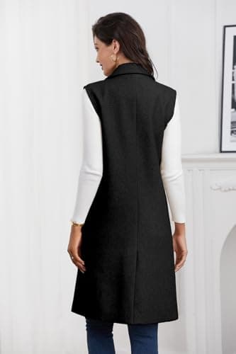Long Wool Trench Coat for Women - Sleeveless Fall/Winter Jacket