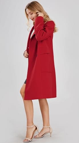 Chou yatou Women's Mid-Long Double Breasted Wool Blend Pea Coat