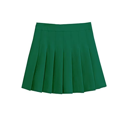 ZHANCHTONG Women's High Waist A-Line Pleated Mini Tennis Skirt — Green
