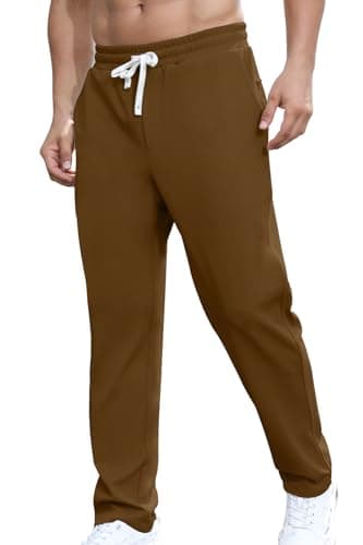 Aiyino Men's Casual Elastic Waist Jogger Pants with Pockets — Khaki