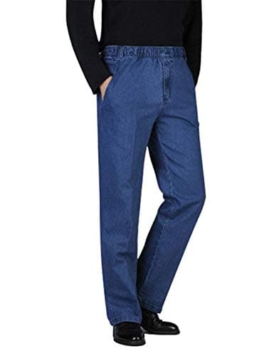 Men's Elastic Waist Denim Jeans for Casual Comfort