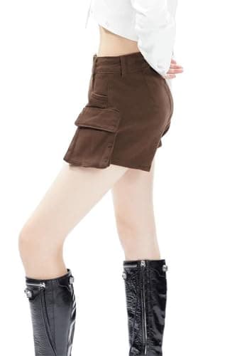 IDEWO Women's Denim Cargo Shorts - Y2k Vintage Grunge Goth