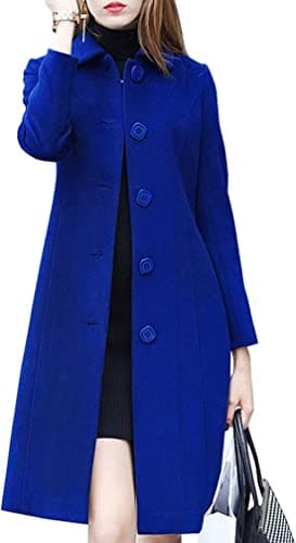 Chouuyaotou Women's Elegant Fall Winter Wool Overcoat — Blue