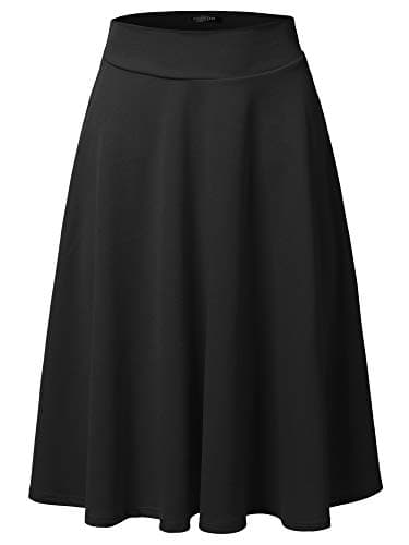 SSOULM Plus Size High Waist Flare Midi Skirt
