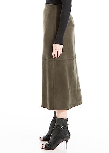 Women's Elastic High Waisted Casual Midi Skirt