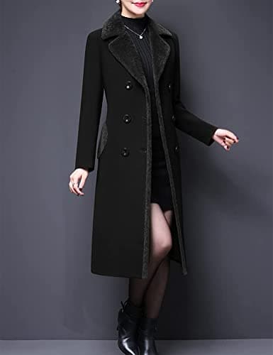 Women's Wool Peacoat with Fur Collar by IDEALSANXUN