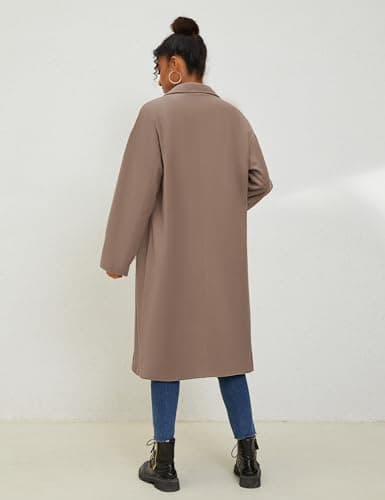 UANEO Women's Oversized Wool Blend Double Breasted Trench Overcoat Winter