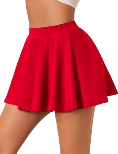 Avidlove Plaid High Waist A-Line Mini Skirt for Schoolgirl — Red