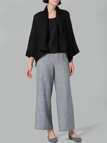 IDEALSANXUN Lightweight Linen Summer Cardigan Blazer Jackets for Women