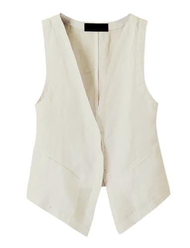 Women's Sleeveless Linen Blazer for Spring and Summer — Beige