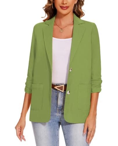 MINTLIMIT Women's Lightweight Cotton Linen Blazer Jackets — Lime Green