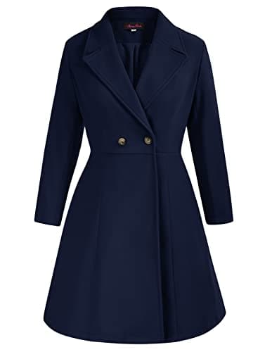 Hanna Nikole Women's Plus Size Wool Trench Coats — Navy Blue