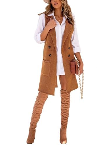 Women's Long Knit Sweater Vest for Fall and Winter