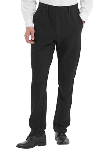 Elastic Waist Jeans for Senior Men with Zipper Fly — Black/Twill