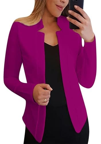 BOFETA Women's Lightweight Long Sleeve Open Front Business Blazer — Dark Rose