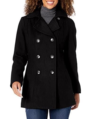 Nautica Women's Wool Blend Peacoat Winter Coat — Deep Black