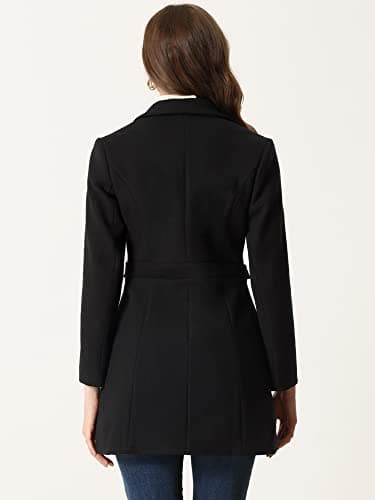 2024 Allegra K Notched Lapel Women's Winter Coat Pea Coat