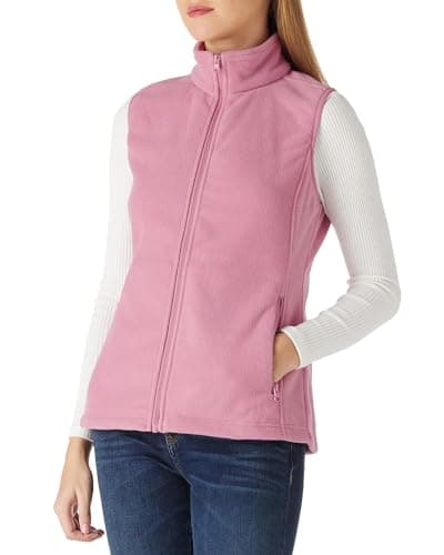 Outdoor Ventures Women's Polar Fleece_zip Vest with Pockets Warm Sleeveless Coat Vest — Purplish Pink