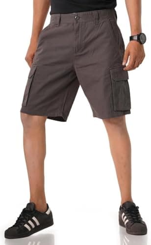 Alamo Men's Regular Fit 100% Cotton Heavy Duty Cargo Shorts — Dark Grey
