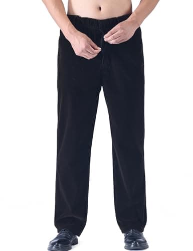 Classic-Fit Corduroy Pants for Men with Elastic Waist