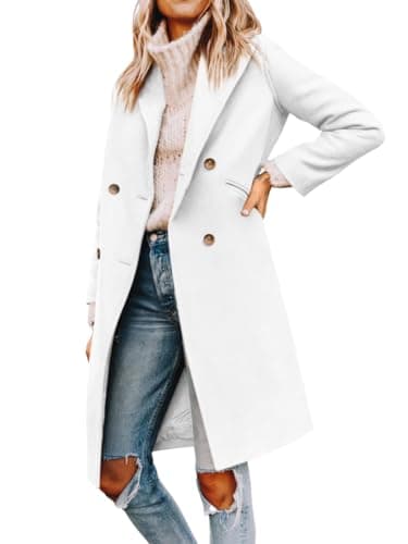 Yousify Women's Double Breasted Winter Pea Coat — 14-white