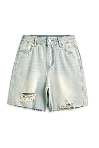 EMMIOL Women's Wide Leg Denim Jorts Shorts Y2K Summer Style — 1 Riped