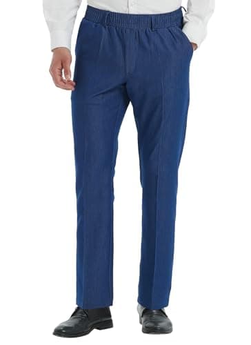 Elastic Waist Jeans for Senior Men with Zipper Fly — Medium Blue/Denim