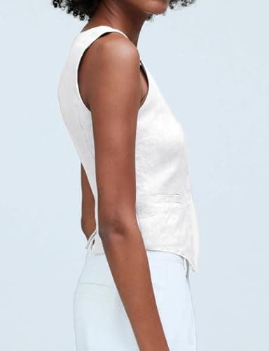 Linen Sleeveless Blazer Vest for Women