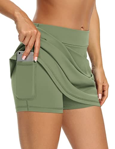 LouKeith Women's Golf Skirts Mini Skorts Summer Workout Shorts with Pockets — Green