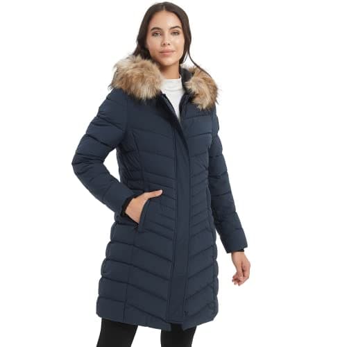 Molemsx Women's Thick Faux Fur Parka Jacket, Warm Hooded Down Alternative XS-XXL — Navy-style a