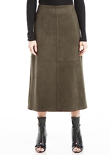 Women's Elastic High Waisted Casual Midi Skirt