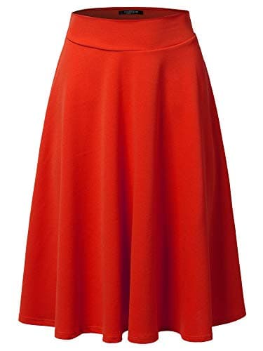 SSOULM Plus Size High Waist Flare Midi Skirt — Ssk004_red
