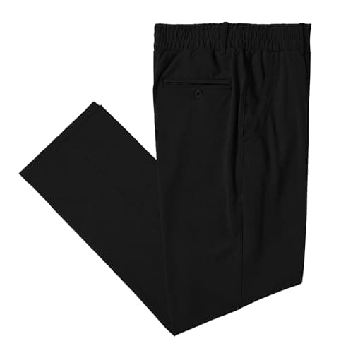 Mens Elastic Waist Pants for Seniors with Zipper Fly