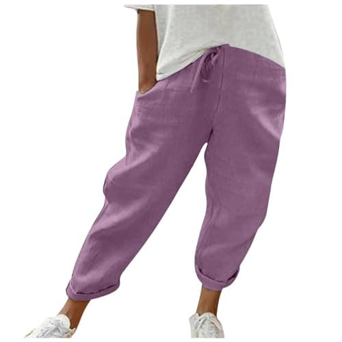 Cotton Linen Bermuda Shorts Elastic Waist Cargo Shorts — 026
