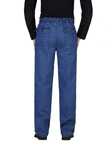 Men's Elastic Waist Denim Jeans for Casual Comfort