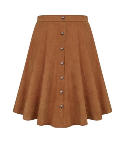 TIYOMI Women's Plus Size Stretchy Swing Corduroy Skater Skirt XL-5XL — #9_ F129_ Corduroy _ Br