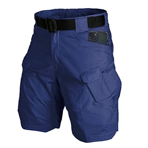 Yameekamulga Men's Water-Resistant Tactical ShortsCargo Hiking Fishing Cotton Blend — T# Dark Blue