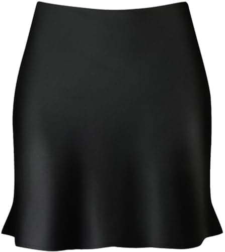Women's Reaowazo Satin High Elastic Ruffle Waist Short Skirt