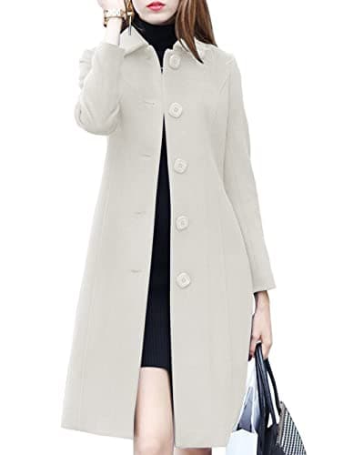 Chouuyaotou Women's Elegant Fall Winter Wool Overcoat — Off-white